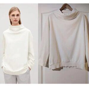 COS | Draped Neck Sweatshirt in White